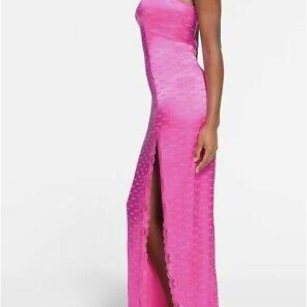 SKIMS Jacquard Lace Long Slip Dress - NWT - Hot Pink - XS - Picture 2 of 8